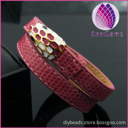 Stainless Steel snake head PU bracelet Beautiful Women Bracelet from manufactre